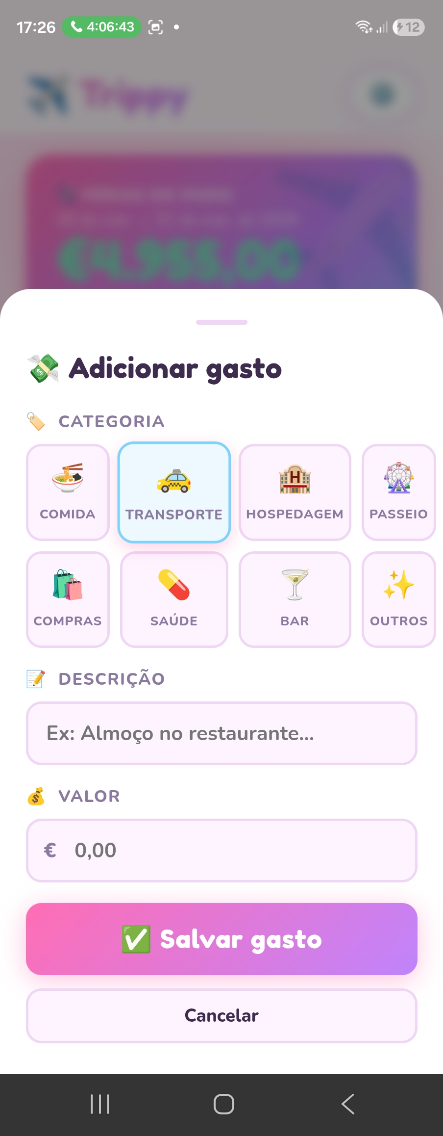 Adicionar gasto